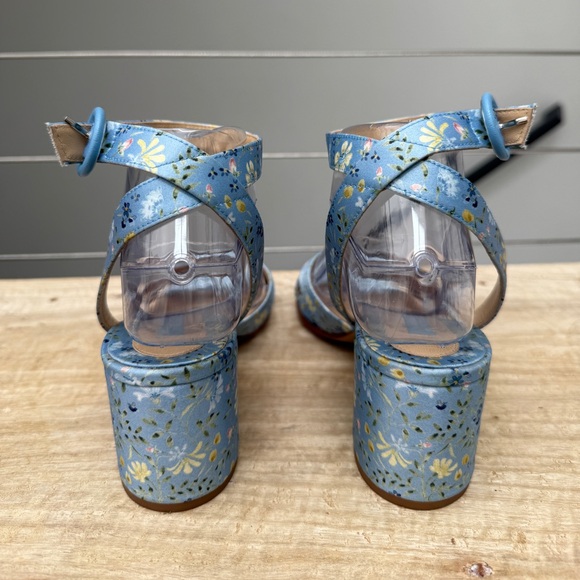 Margaux The City Sandal OTM Blue Floral Satin Over The Moon Elegant Handmade 36 - Picture 7 of 12